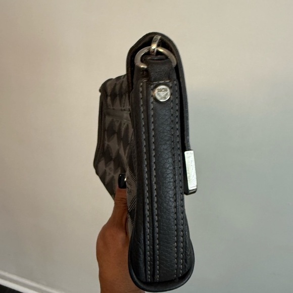 MCM Black and Gray Patterned Clutch